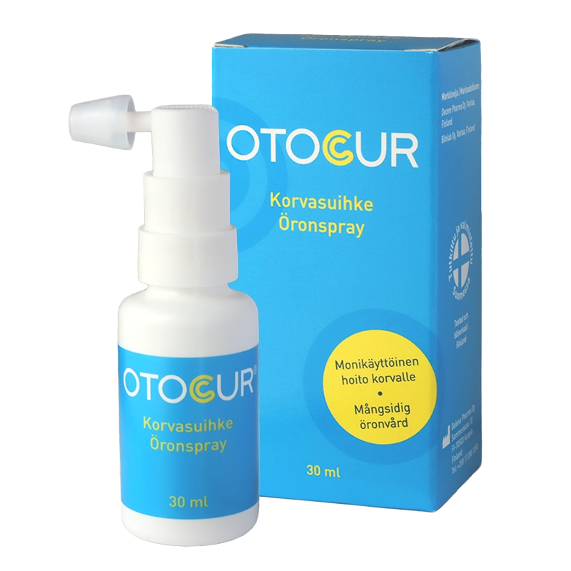 Korvasuihke Otocur 30 ml - korvatulehduksiin ja ärsytyksiin.